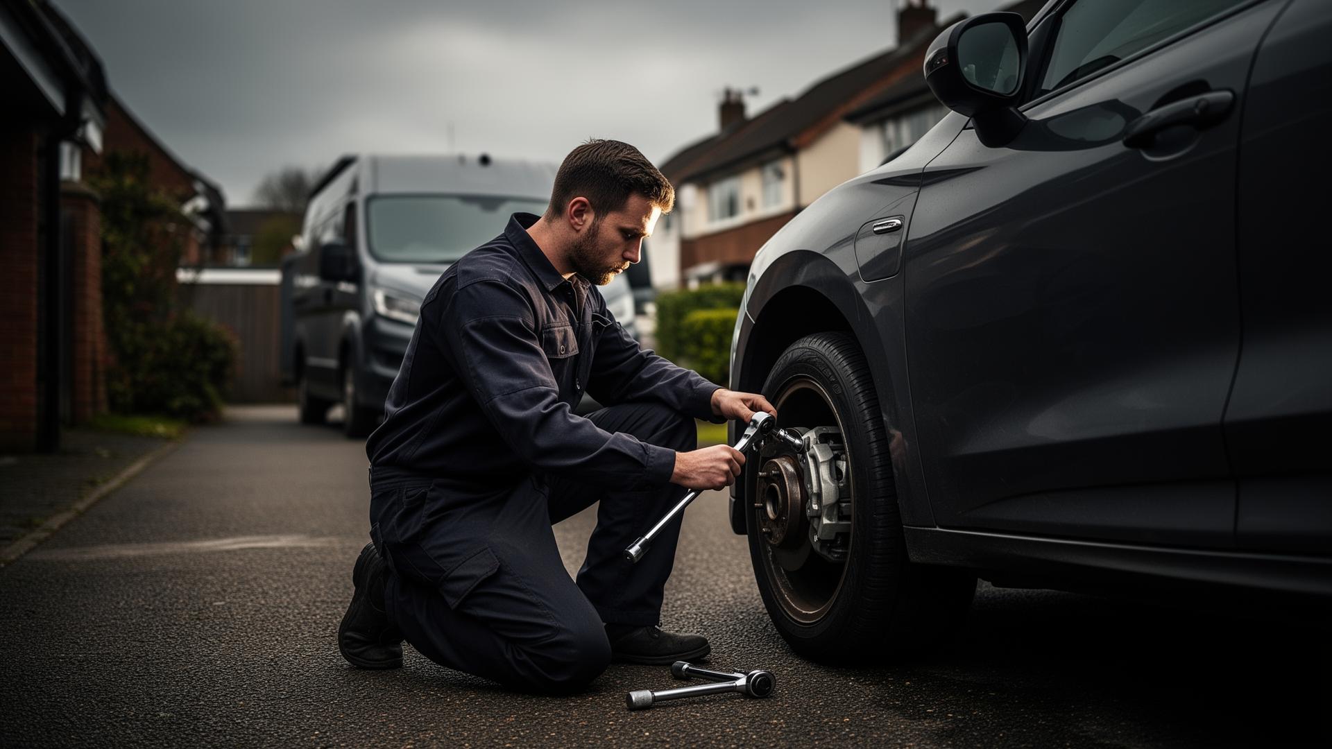 Mobile mechanic working on a vehicle in Warrington